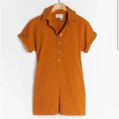 Anthropologie Romper XS Womens Saturday Sunday Michaela Burt Orange Shorts - Image 1 of 4