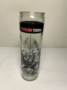 Espolon Tequila Glass Candle Holder Tumbler Skeleton 8.25” - Picture 1 of 8