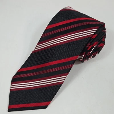 Corbata Sean John Negra Roja Blanca Rayas Lujo Rayas 100% Seda 59"x3" Foto 1 de 4