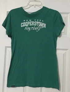 VTG COOPERSTOWN NEW YORK BASEBALL HALL OF FAME Tee T-Shirt L soft thin green - Picture 1 of 6