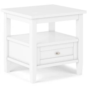 Simpli Home Warm Shaker Wood 20" Rectangle Transitional End Table in White - Picture 1 of 2