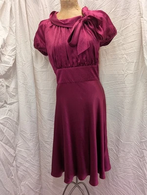 De colección. Vestido sedoso púrpura oscuro estilo años 90 1930 de Suzi Chin para Maggy Boutique M Foto 1 de 4