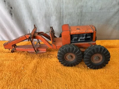 DN•Vintage NY-Lint Toys R 11 Orange Diesel Road Grader Pressed Steel Model - Image 1 of 4