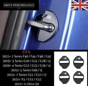 Black Chrome M Door Lock Covers BMW 4 5 7 Series G11 12 G22 G23 G26 G60 i4 i5 i7 - Picture 1 of 8