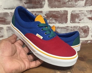 VANS Kids Sz 5.5 Sneakers Shoes Color Block Blue Green Red Yellow Lace Up - Picture 1 of 12