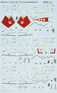 Platz 1/144 US Navy F/A-18F Super Hornet VFA-102 Diamondbacks Decal - Picture 1 of 2