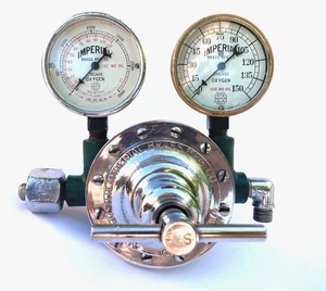 Imperial Brass Manufacturing Company gas regulator with two gauges - Picture 1 of 7