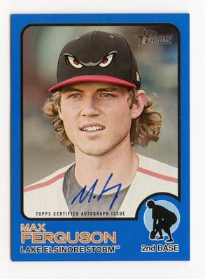 2022 Topps Heritage Minor League Edition Max Ferguson ROA- MF Blue /99 - Image 1 of 2