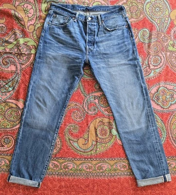 Pantalones de mezclilla Levis 501 CT para hombre 32x32 línea roja ribete botón mosca pierna cónica descolorida Foto 1 de 4