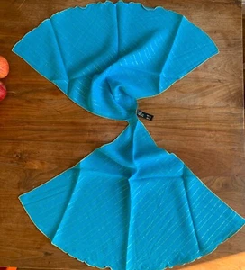 NWOT Vintage Italian 80s Blue & Gold Sparkle Scarf Hair Bow Ponytail Ribbon Tie - Picture 1 of 10