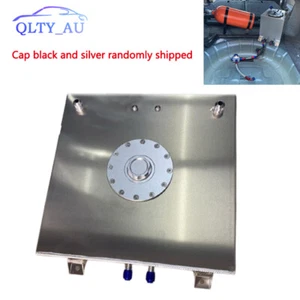 5-Gallon Fuel Cell Gas Tank Polish Aluminum Cap Racing Drift Street Silver - Picture 1 of 5