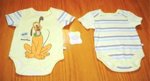 2 Nuevas Camisas Mameluco WT One-Z de Disney Pluto Perro y Rayas Recién Nacido Bebé Niño - Imagen 1 de 8