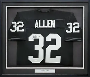 RAIDERS MARCUS ALLEN AUTOGRAPHED FRAMED BLACK JERSEY BECKETT WITNESS 210139 - Picture 1 of 6