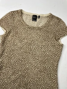 Saks Fifth Avenue Womens 100% Cashmere Sweater Shirt Leopard Cheetah Print Small - Picture 1 of 5