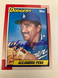 ALEJANDRO PENA Signed 1990 Topps Baseball Card #483 Los Angeles Dodgers HOLO - Picture 1 of 5