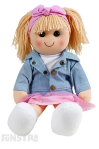 Hopscotch Collectibles Lottie Doll Trendy Pink Skirt Denim Jacket Plush Soft Toy - Picture 1 of 2