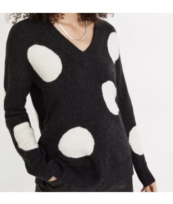 Suéter Madewell Punteado Bartlett Cuello en V en Mezcla de Lana Alpaca Hilo Acogedor XXS Foto 1 de 4