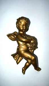 VINTAGE ANGEL/CHERUB VICTORIAN GOLD WALL HOLLYWOOD REGENCY MCM 9" by RB JAPAN - Picture 1 of 3