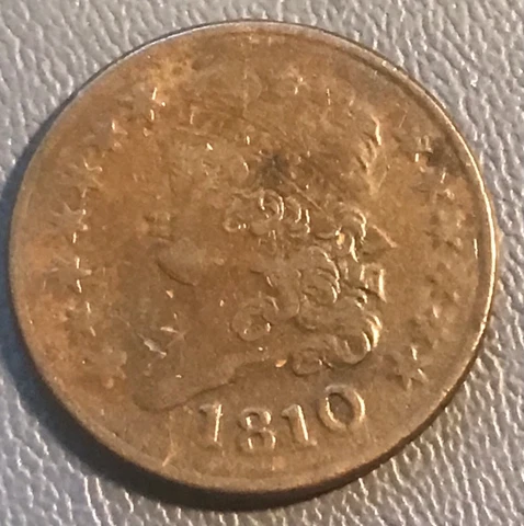 1810 classic head Half cent ,  Nice original  VF + , scarce Cover