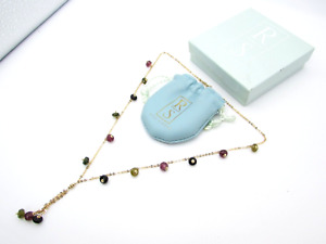 18k GOLD Ross Simons green Red AMETHYST Bead Necklace