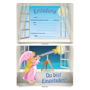 Einladungskarten (8 Stück) zum Ausfüllen für Kindergeburtstag - „Nachthimmel“ - Bild 1 von 1