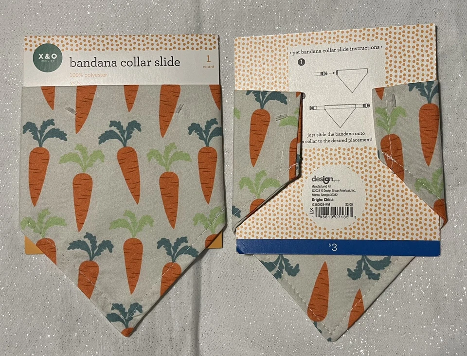 X & O Multicolor Estampado de Zanahorias Bandana Collar Deslizable para Perros XS/S NUEVO CON ETIQUETAS Foto 1 de 1