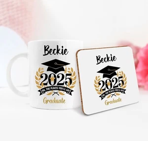 Personalized Graduation Gift Graduation Present Mug, Coaster or Gift Set 2025 - Picture 1 of 6