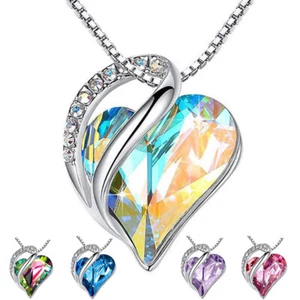 Edle 925 Silber Herzkette funkelnde Kristalle Halskette Damen Frauen Geschenk - Bild 1 von 12