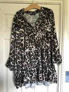 Leopard Print Women’s Evening Top Casual Top Cameo Rose Long Shirt  - Picture 1 of 9