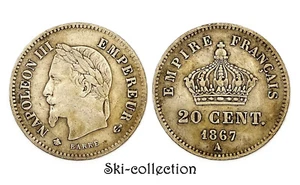 20 Centimes 1867 A (Paris). Napoléon III°. France. Argent - Imagen 1 de 1