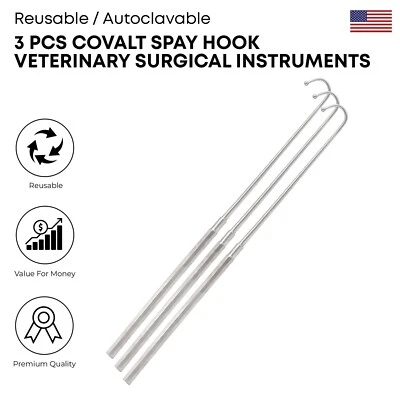 Covalt Spay Hook Stainless Steel Veterinary Surgical Instruments German Grade - Image 1 of 2