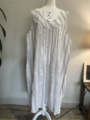 Flax Dress Tunic Womens White Linen Sleeveless Boho Midi - Image 1 of 4