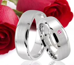 2 Trauringe Partnerringe Verlobungsringe Swarovski Stein & Gravur GRATIS* T25-1R - Picture 1 of 1