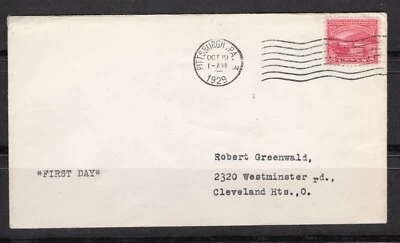 Scott 681 First Day Cover - Pittsburgh PA Oct 19 1929 - Image 1 of 2