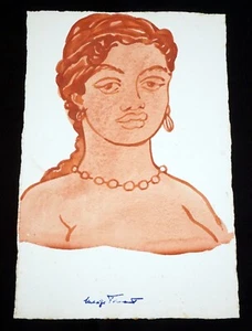 Quadro WC seppia hawaiana '40 ragazza hawaiana di Madge Tennent (1889-1972) (DAT) - Foto 1 di 4