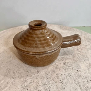 Vintage Französische Zwiebel Suppe Schüssel Keramik Braun Antihaft Griff Belüftet mit Deckel - Bild 1 von 12