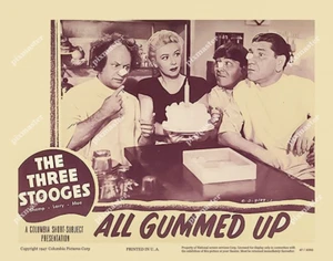 THE 3 THREE STOOGES 1947 ALL GUMMED UP MOE LARRY SHEMP GUM CAKE 11X14 LOBBY CARD - Picture 1 of 1
