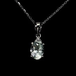925 Sterlingsilber Halskette Oval Aquamarin 8x6 mm Edelstein Schmuck 18 Zoll - Bild 1 von 14