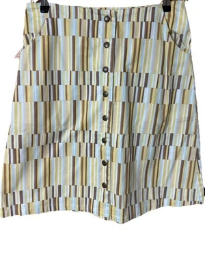 Falda Lesley Evers Botón a Presión Frontal Línea A Para Mujer Talla S Amarillo Marrón Bolsillos Foto 1 de 4