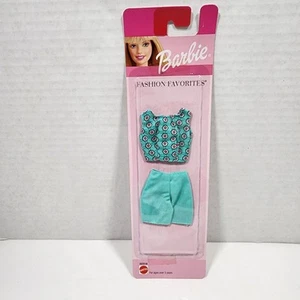 Barbie 1999 Moda Favoritos Azul Teal Top Blanco Rosa Flores Pantalones Cortos a Juego - Imagen 1 de 3