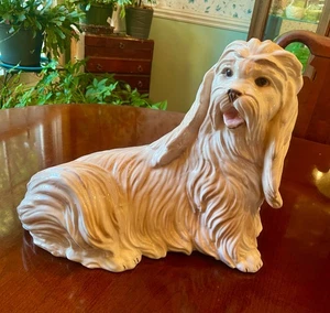 Statuina vintage cane Shih Tzu grande in ceramica - Foto 1 di 9