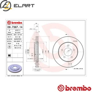 2x BRAKE DISC 09.7367.14 FOR CHRYSLER VOYAGER/GRAND/III/IV/VAN DODGE 2.4L 4cyl - Picture 1 of 9
