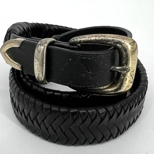 Genuine Leather Braided Belt Black 39" Length **READ** - Picture 1 of 6