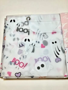 TENDA DOCCIA BETSEY JOHNSON XOX BOO GHOSTS PEVA HALLOWEEN DIVERTENTE OCCHIELLI IN METALLO - Foto 1 di 11