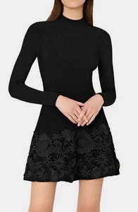 Milly Damen L Rosaelia Pulloverkleid mit Spitzenbesatz bestickt Blumen Whimsigoth - Bild 1 von 6