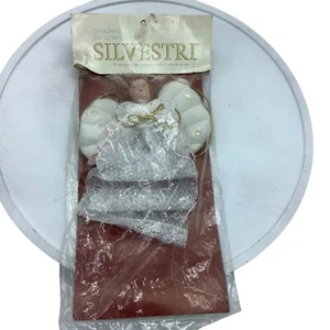 Vintage Silvestri Sammlerstück Engel Ornament mit Spitzenkleid & Goldakzenten 9 Zoll - Bild 1 von 4