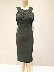 Neu mit Etikett $ 129 Calvin Klein Kleid schwarz/grau schimmernd knielang Trägerkleid Gr. 12 - Bild 1 von 12