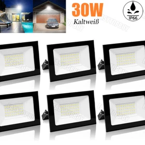 6X 30W LED Fluter Flutlicht Außen Strahler Scheinwerfer Garten Baustrahler Lampe - Foto 1 di 10