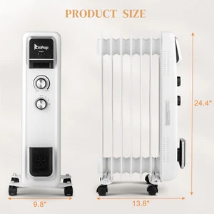 1500W Oil Filled Heater Portable Radiator Space Heater w/ Adjustable Thermostat - Picture 1 of 12