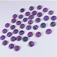 10 Pcs Lot Natural purple Copper Turquoise 5mm Round Cabochon Loose Gemstone